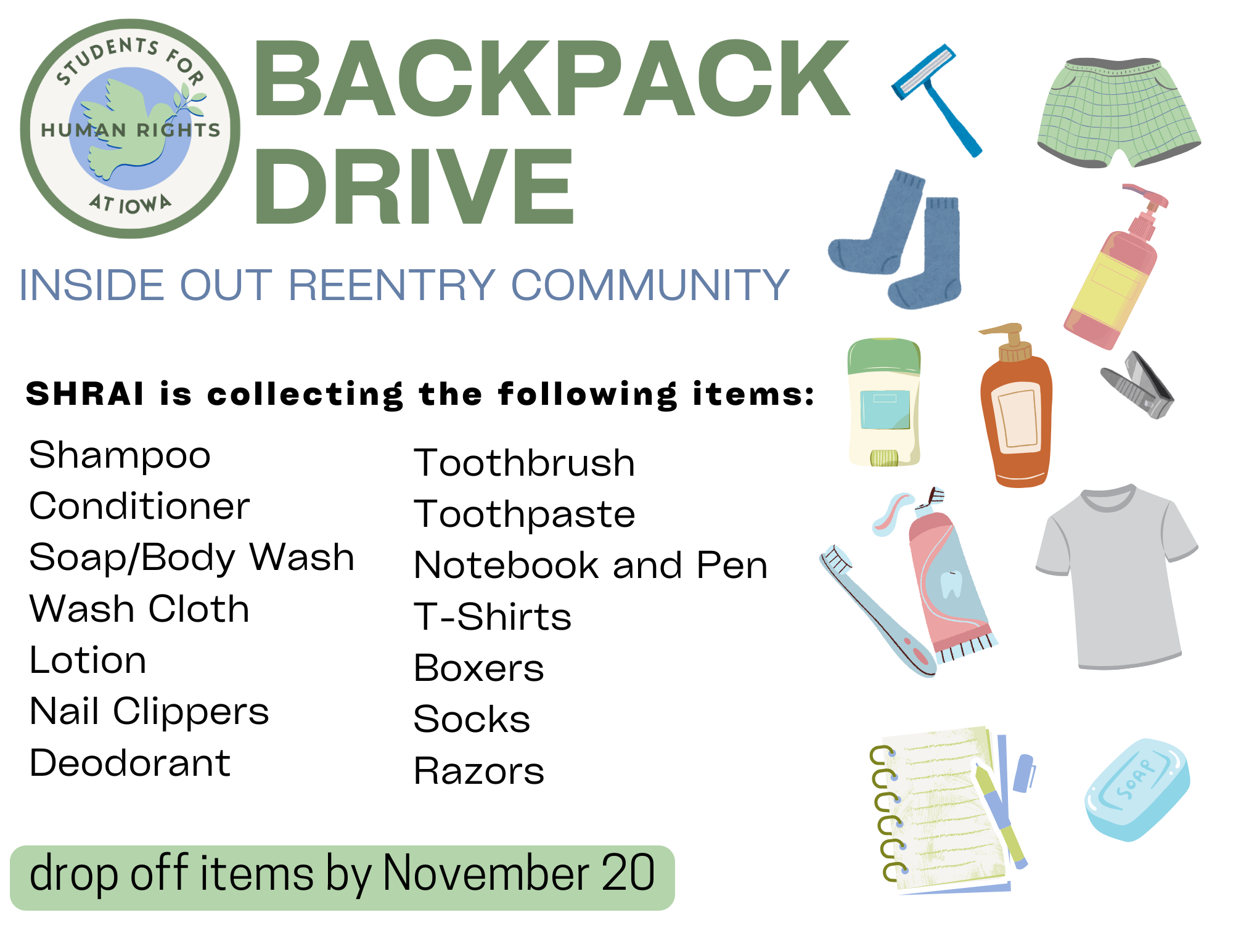 Backpack drive items